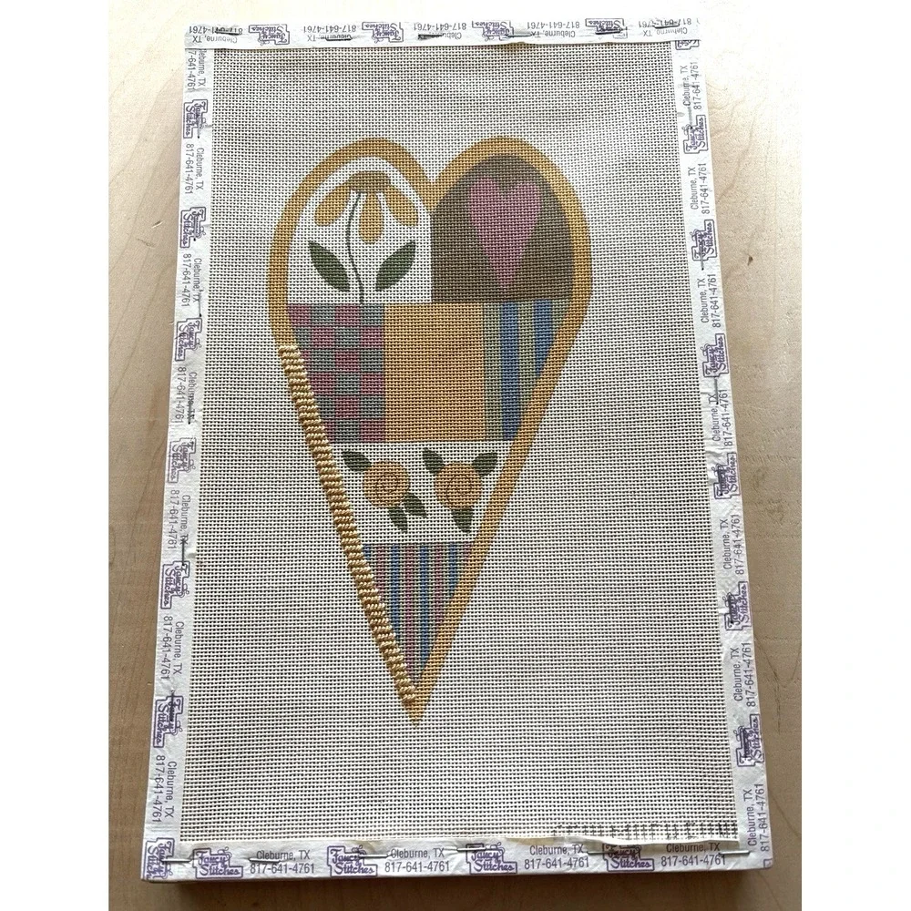 Needlepoint Canvas Cottage Heart Hand Painted 18 Mesh Sew Much Fun Started